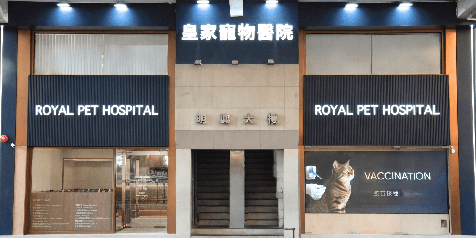 天后歌頓道9-11號皇家寵物醫院正門, 獸醫診治及疫苗優惠 | Royal Pet Hospital facade, No. 9-11, Gordon Road, Tin Hau